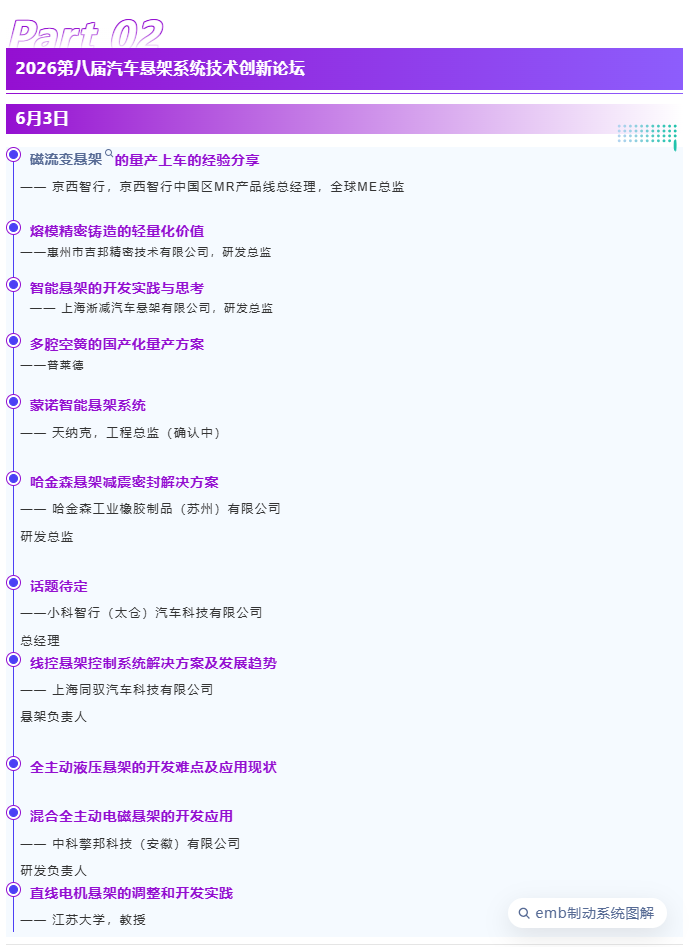 议程重磅公开!EMB、线控转向、主动悬架、角模块、域控——底盘关键技术全面解读